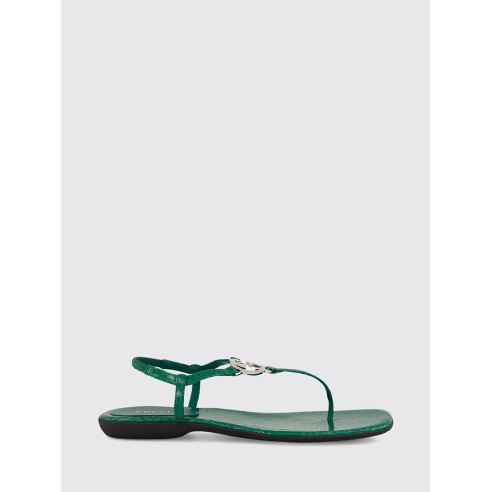 Gucci Women Python Print Leather Thong Sandals Gucci With Gg Monogram Detail